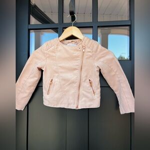 H&M Little Girls Light Pink Faux Suede Moto western Jacket Coat Kids Size 5